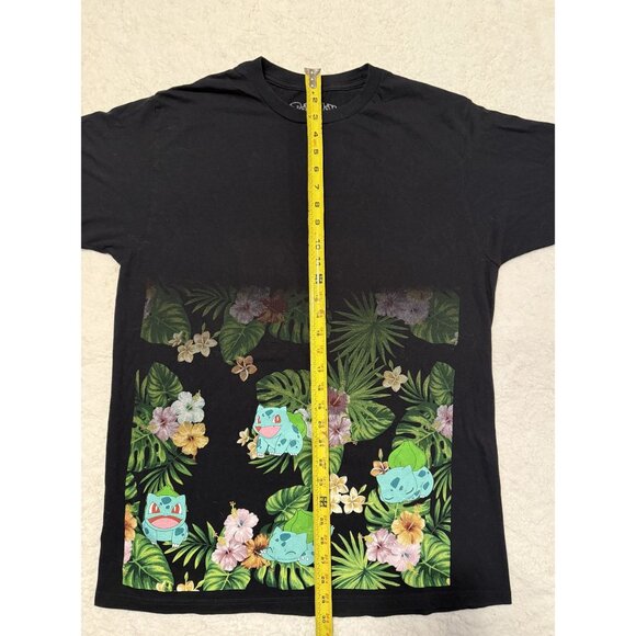 VTG Pokemon Game Freak Bulbasaur Floral T Shirt Sz Large Black Green 100% Co - Picture 5 of 6